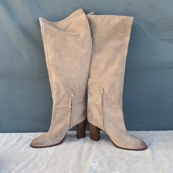 EUC Free People Tan Dakota Over the Knee Boots Suede EU 41 Beige Neutral Western - Picture 3 of 13